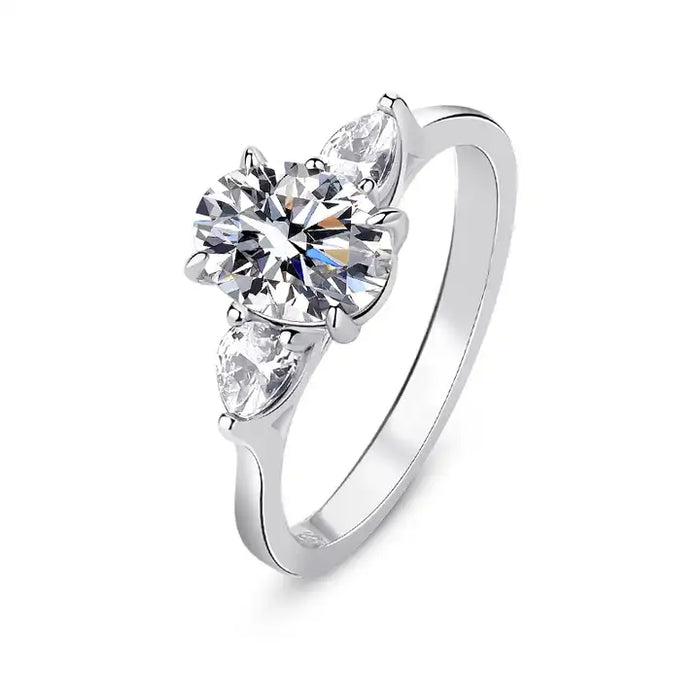 Oval Moissanite Engagement Ring in White Gold, Unique Marquise Cut