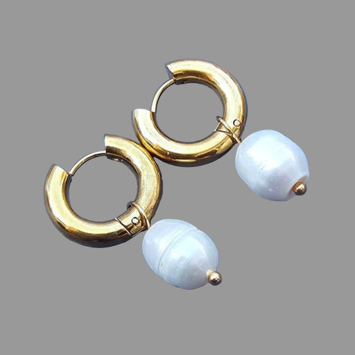 Dinty Drop Dangling Pearl Earrings, White Pearl Earrings,-Pearl Earrings-Sairahaz Jewelers