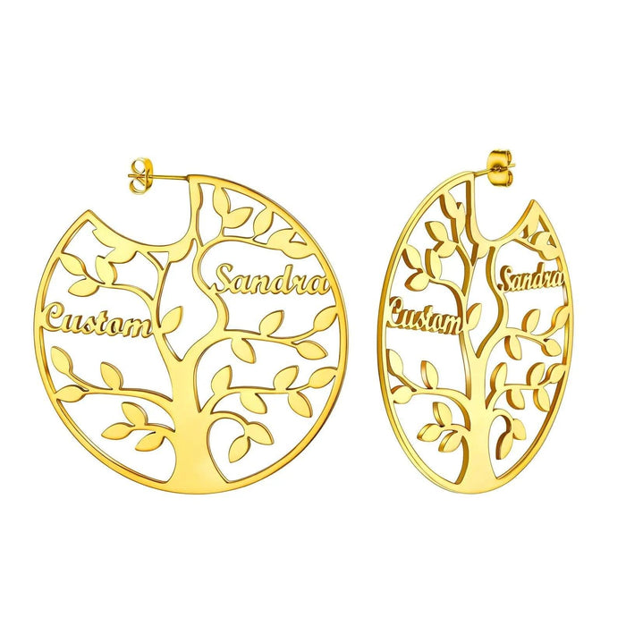 Family Tree Earrings with Names - One to Eight Names
