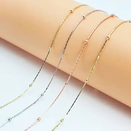 Beads Chain Necklace four colors gold, silver, rose gold