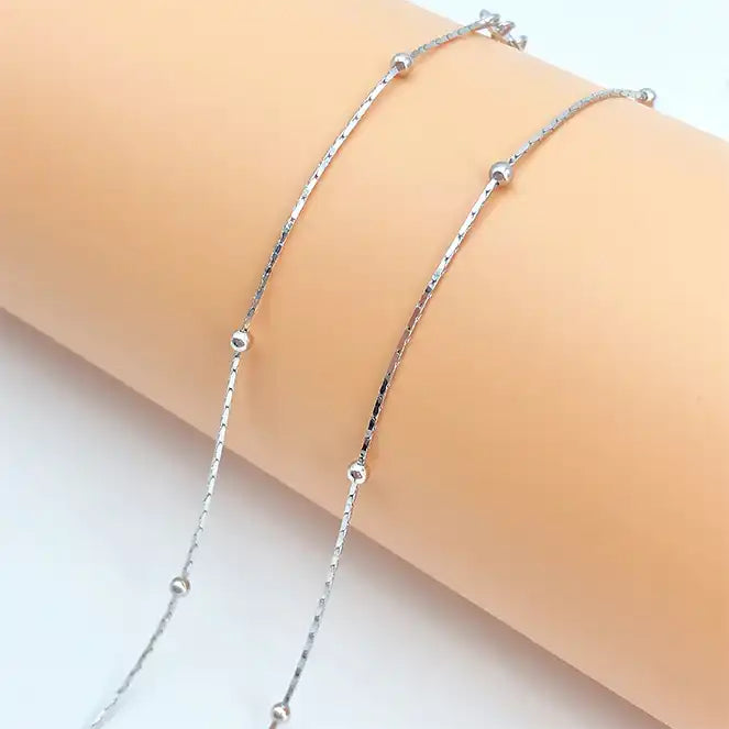 Sterling Silver Beads Chain Necklace Minimalist-chain-Sairahaz Jewelers