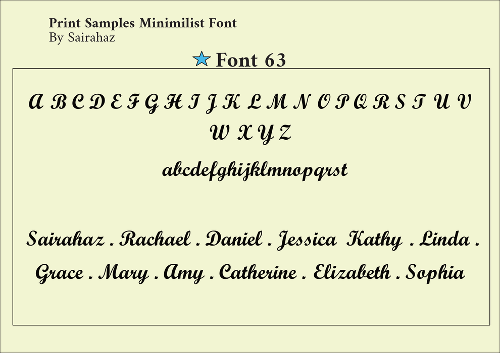 Elegant Thick Font Custom Name Necklace sample letters sheet