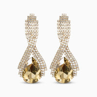 Prestige Crystal Earrings Teardrop Rhinestone Design-Earrings-Sairahaz Jewelers