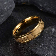 Titanium Steel Roman Numerals Love Ring-Rings-Sairahaz Jewelers