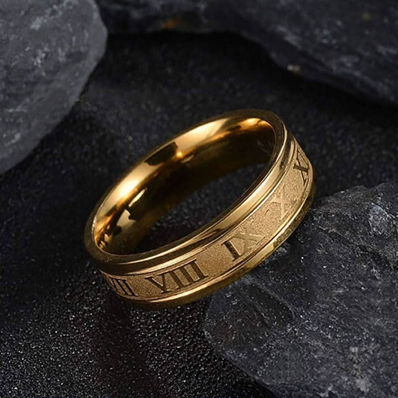 Titanium Steel Roman Numerals Love Ring-Rings-Sairahaz Jewelers