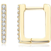 Square Moissanite Hoop Earrings-Earrings-Sairahaz Jewelers