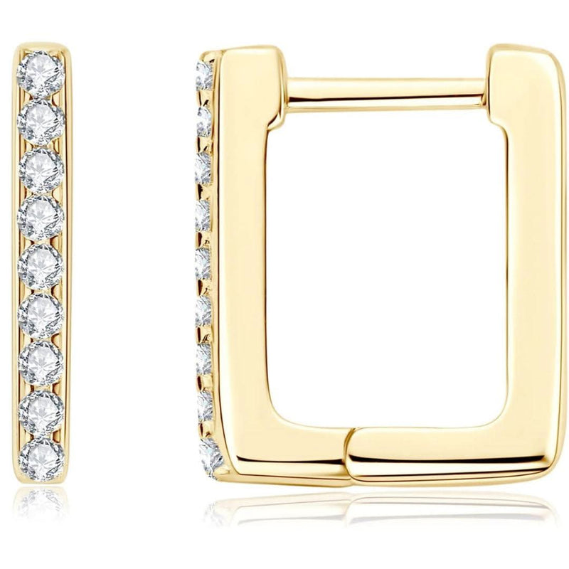 Square Moissanite Hoop Earrings-Earrings-Sairahaz Jewelers