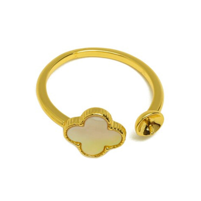 Gold Plated Mother of Pearl Clover Ring-Rings-Sairahaz Jewelers