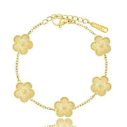Gold Clover Bracelet Adjustable Lucky Link-Bracelets-Sairahaz Jewelers