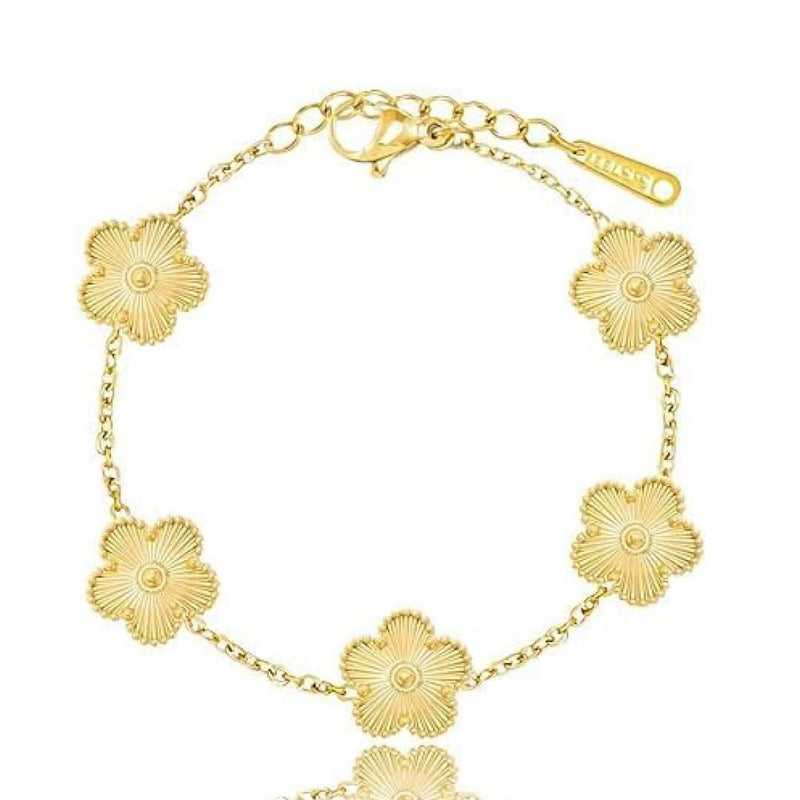 Gold Clover Bracelet Adjustable Lucky Link-Bracelets-Sairahaz Jewelers
