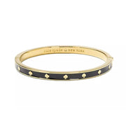 Sairahaz Black & Gold Enamel Hinged Bangle Bracelet-Bracelets-Sairahaz Jewelers