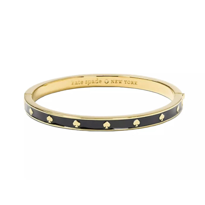 Sairahaz Black & Gold Enamel Hinged Bangle Bracelet