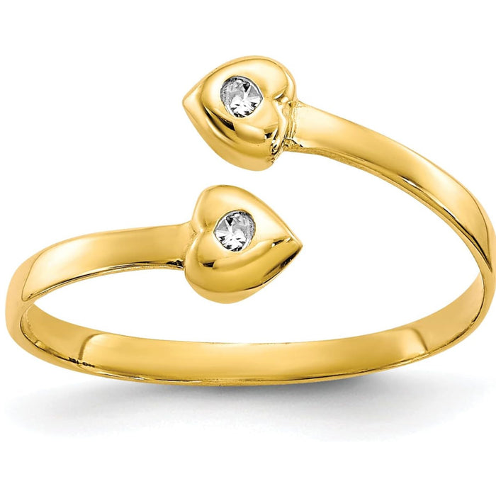 Stylish Solid Yellow Gold CZ Toe Ring