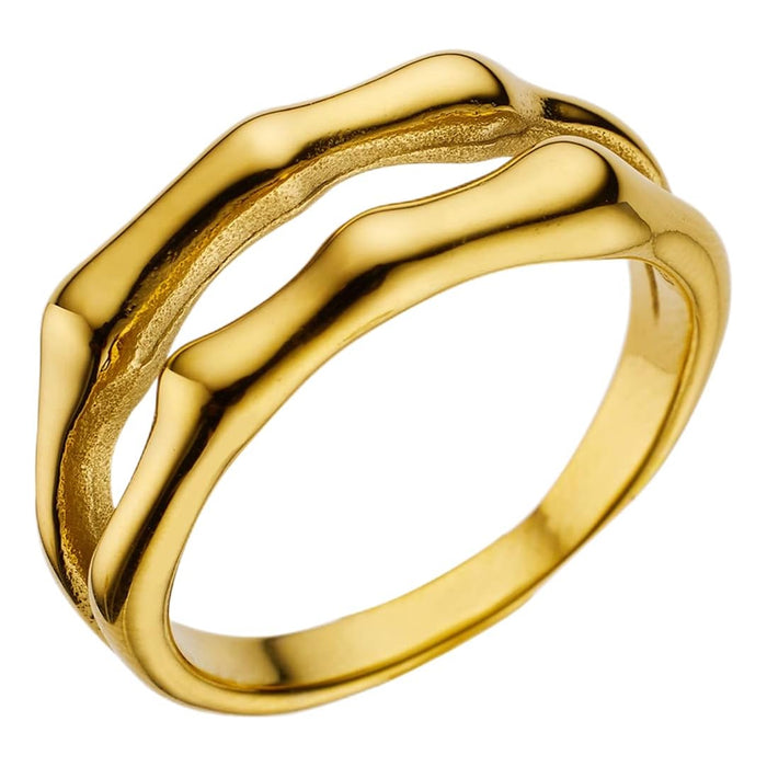 Stainless Steel Bamboo Double Band Ring