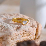 Fashion Heart Shell Stone Ring PVD Plated-Rings-Sairahaz Jewelers