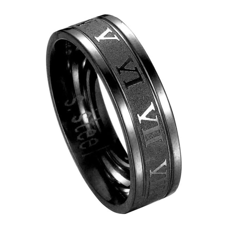 Titanium Steel Roman Numerals Love Ring-Rings-Sairahaz Jewelers