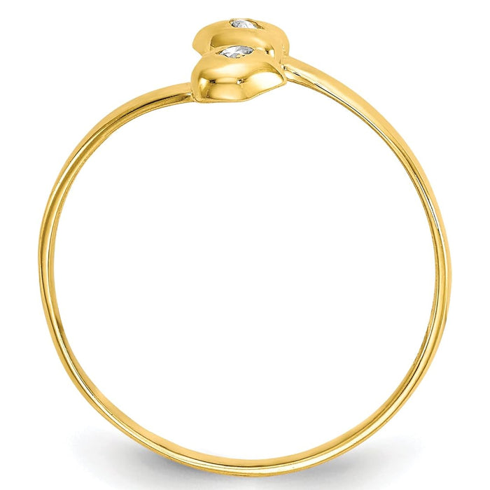 Stylish Solid Yellow Gold CZ Toe Ring