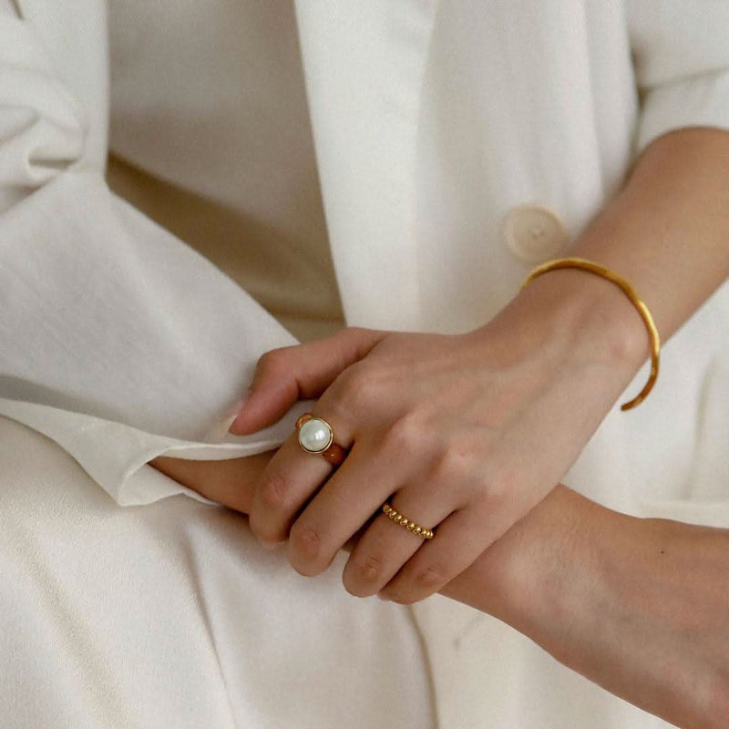 Gold Over Titanium Handcrafted Cuff Bracelet-Bracelets-Sairahaz Jewelers