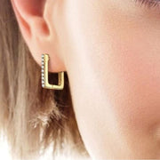 Square Moissanite Hoop Earrings-Earrings-Sairahaz Jewelers