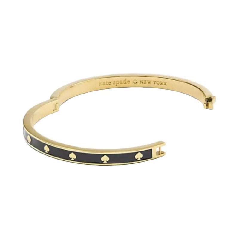 Sairahaz Black & Gold Enamel Hinged Bangle Bracelet-Bracelets-Sairahaz Jewelers