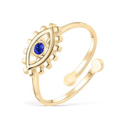 Sterling Silver Handmade Gold Evil Eye Ring-Rings-Sairahaz Jewelers