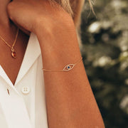Gold Plated Evil Eye Adjustable Bracelet-Bracelets-Sairahaz Jewelers
