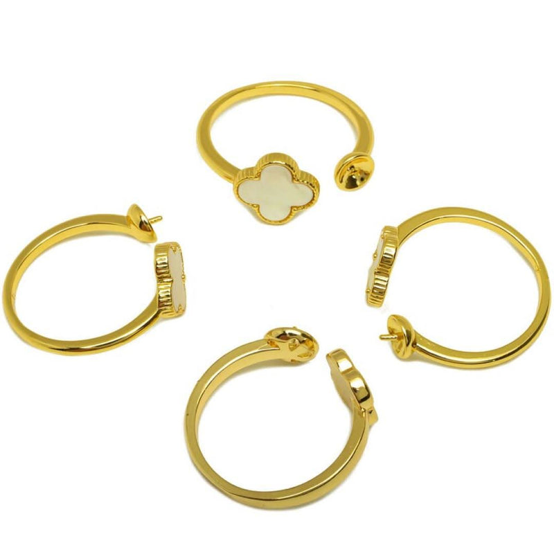 Gold Plated Mother of Pearl Clover Ring-Rings-Sairahaz Jewelers