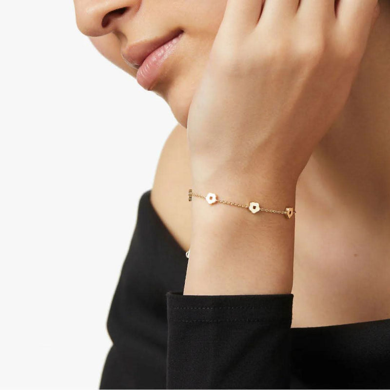Sairahaz Flower Bracelet Gold Plated-Bracelets-Sairahaz Jewelers
