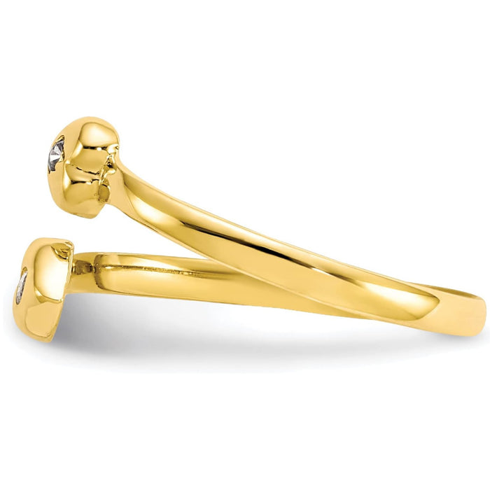 Stylish Solid Yellow Gold CZ Toe Ring