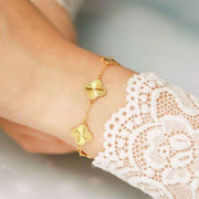 Gold Clover Bracelet Adjustable Lucky Link-Bracelets-Sairahaz Jewelers