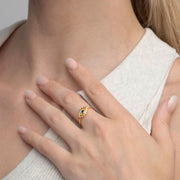 Sterling Silver Handmade Gold Evil Eye Ring-Rings-Sairahaz Jewelers