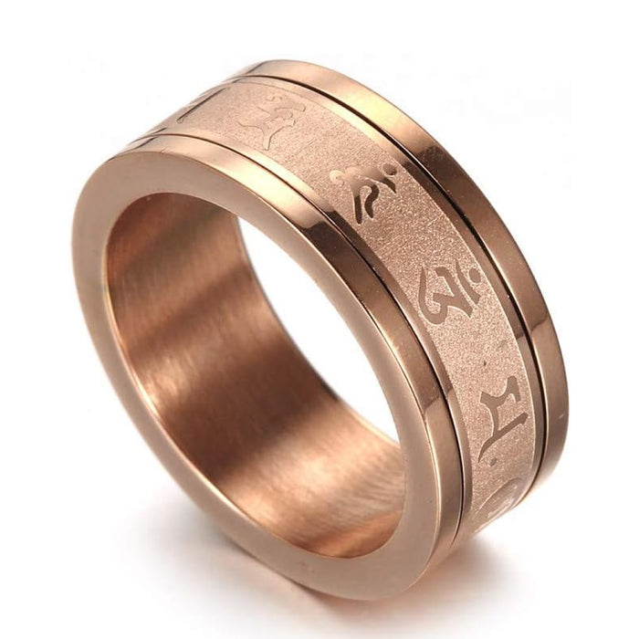 Buddhist 6 Words Mantra Spinner Ring