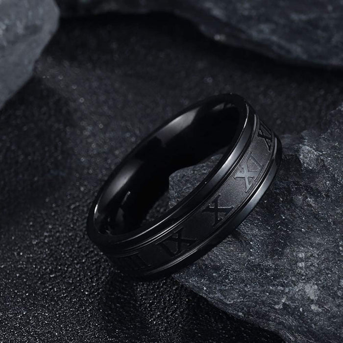 Titanium Steel Roman Numerals Love Ring