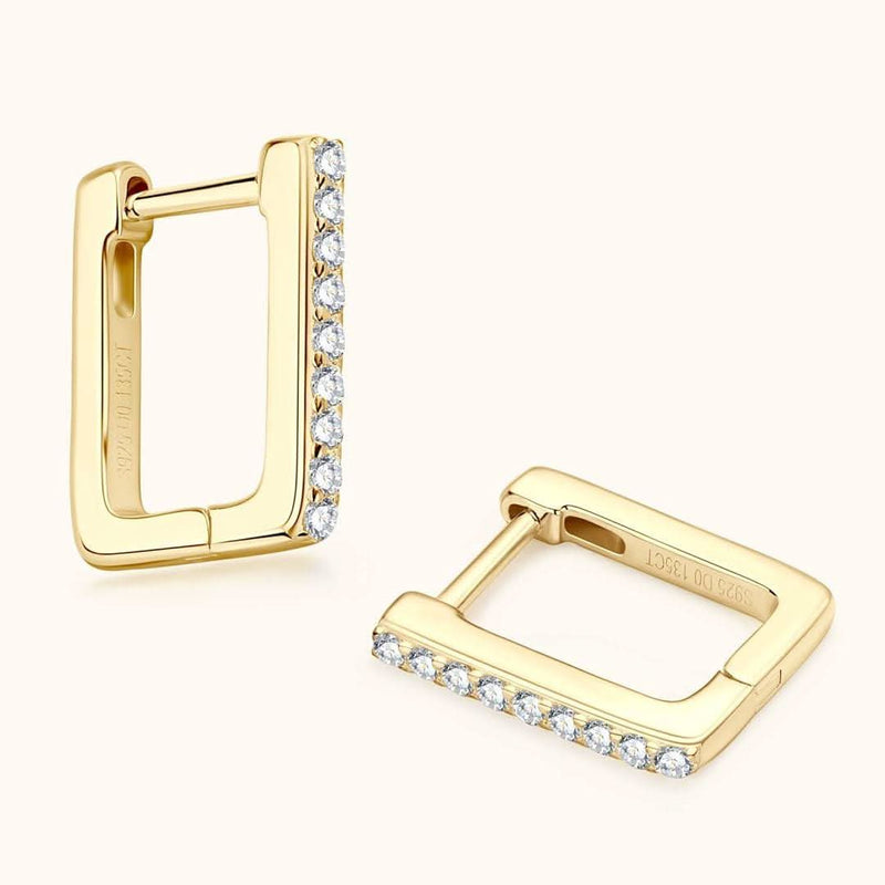 Square Moissanite Hoop Earrings-Earrings-Sairahaz Jewelers