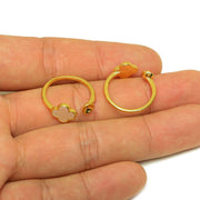 Gold Plated Mother of Pearl Clover Ring-Rings-Sairahaz Jewelers
