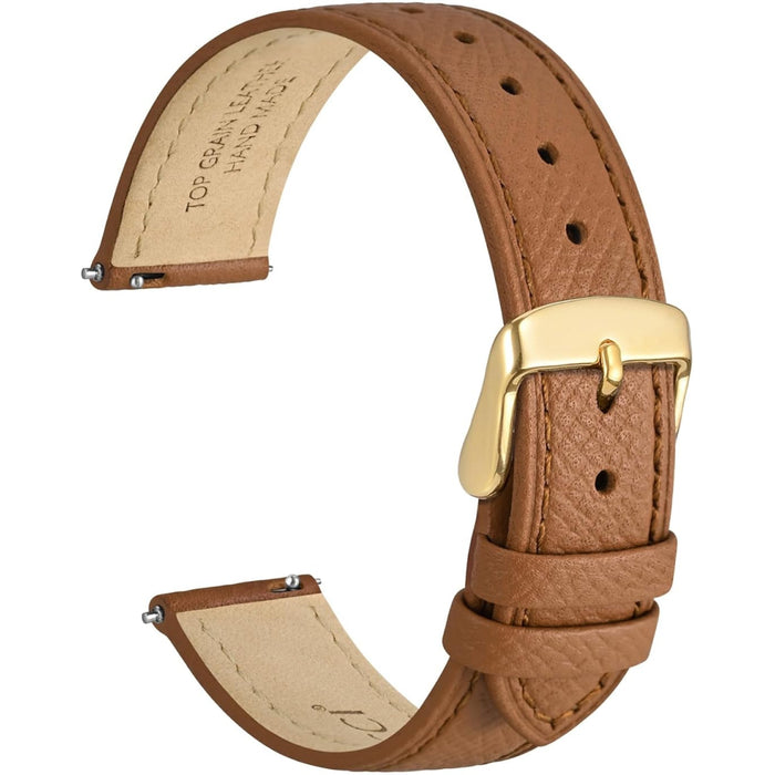 16mm Ladies Leather Watch Band with Gold Buckle