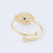 Sterling Silver Handmade Gold Evil Eye Ring-Rings-Sairahaz Jewelers
