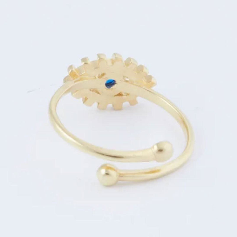 Sterling Silver Handmade Gold Evil Eye Ring-Rings-Sairahaz Jewelers