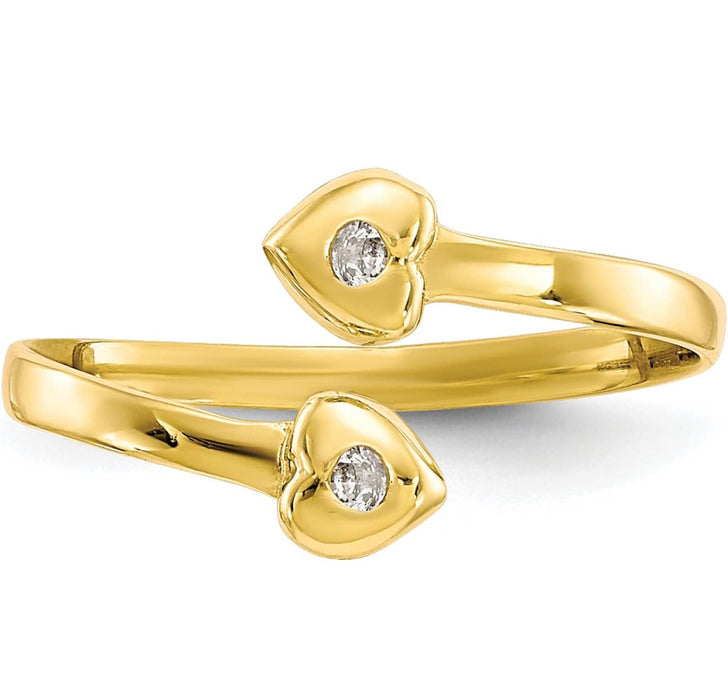 Stylish Solid Yellow Gold CZ Toe Ring