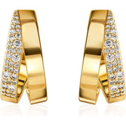 Barzel Gold Plated Half Hoop Cubic Zirconia Earrings-Earrings-Sairahaz Jewelers