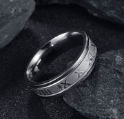 Titanium Steel Roman Numerals Love Ring-Rings-Sairahaz Jewelers