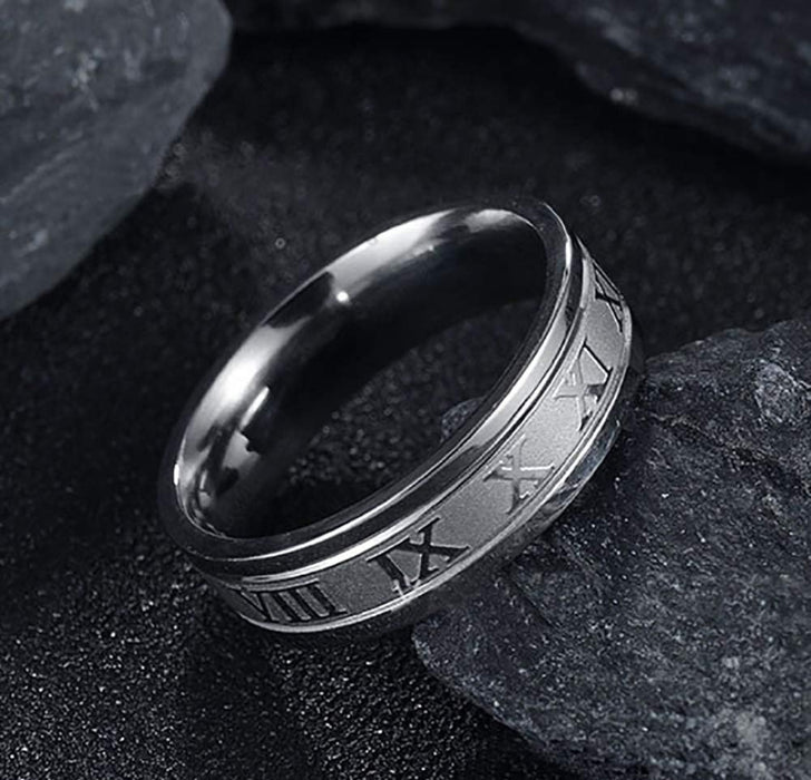 Titanium Steel Roman Numerals Love Ring