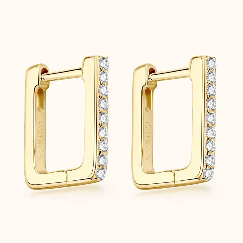 Square Moissanite Hoop Earrings-Earrings-Sairahaz Jewelers