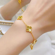 Gold Clover Bracelet Adjustable Lucky Link-Bracelets-Sairahaz Jewelers