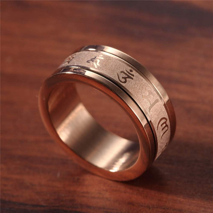 Buddhist 6 Words Mantra Spinner Ring