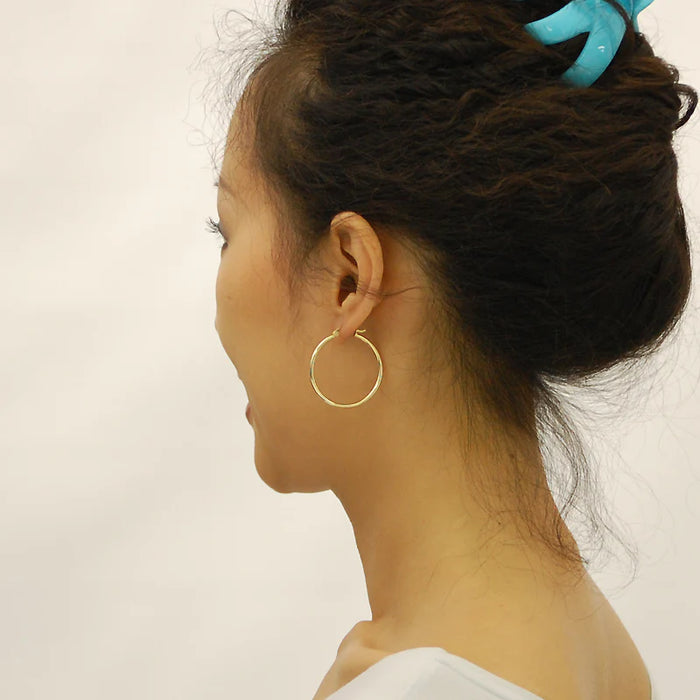 "Shiny 14k Gold Hollow Round Tube Hoop Earrings – 2mm x 1.3 Inch "