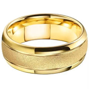 8mm Gold Plated Sandblasted Tungsten Ring for Men-Rings-Sairahaz Jewelers