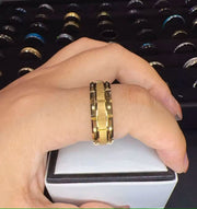 Men's 18K Gold IP Comfort Fit Brick Tungsten Ring - 8mm-Rings-Sairahaz Jewelers