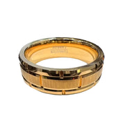 Men's 18K Gold IP Comfort Fit Brick Tungsten Ring - 8mm-Rings-Sairahaz Jewelers