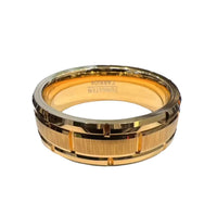 Men's 18K Gold IP Comfort Fit Brick Tungsten Ring - 8mm-Rings-Sairahaz Jewelers